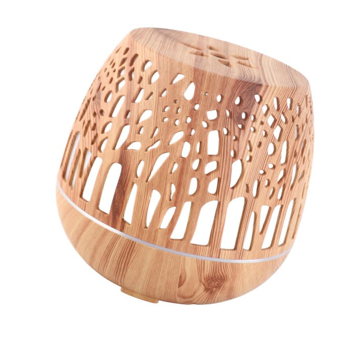 400ml Lucht Aromatherapie Luchtbevochtiger Aromatherapie Diffuser Licht Houtnerf met Hol Design