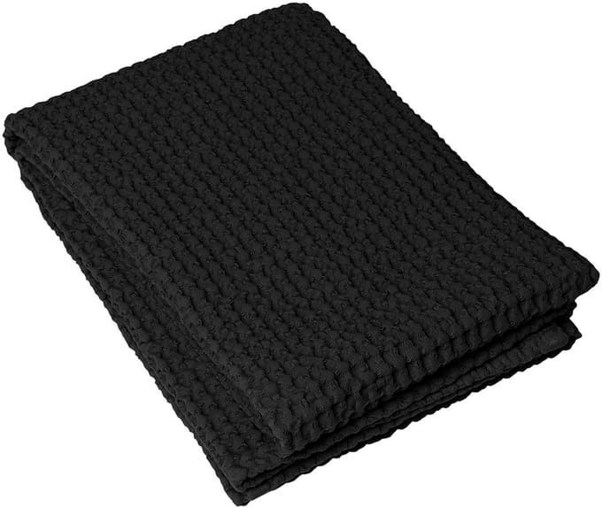 Caro Badtextiel Black | 70 x 140 cm | Zwart | Katoen