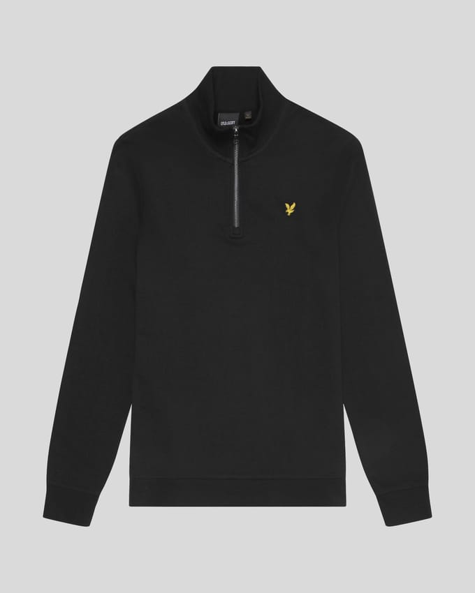 Lyle & Scott katoenen loopback sweatshirt met 1/4 rits - zwart
