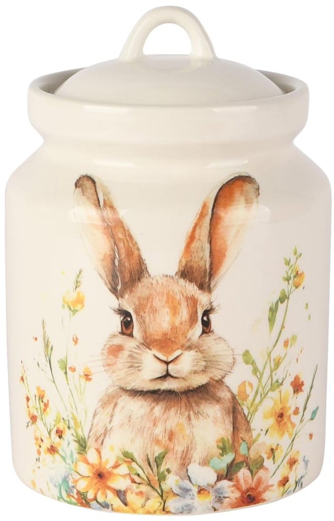 Dekoratief | Bewaarpot m/bunny, keramiek, 12x12x18cm | A260585