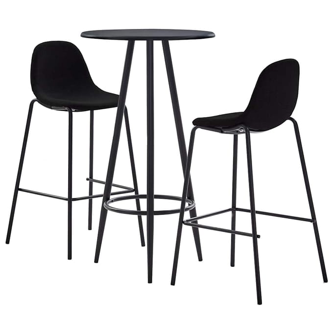vidaXL - 3-delige - Barset - stof - zwart