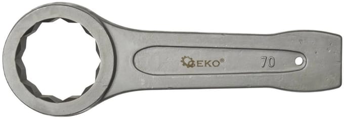 GEKO Ring Slogging Steeksleutel - 70mm - Robuust Chroom-Vanadium - 12-punts Design