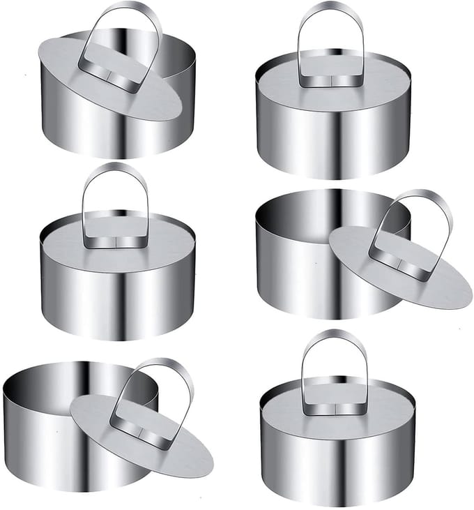 Dailygoods - Set van 6 Ronde Dessertringen van Roestvrij Staal