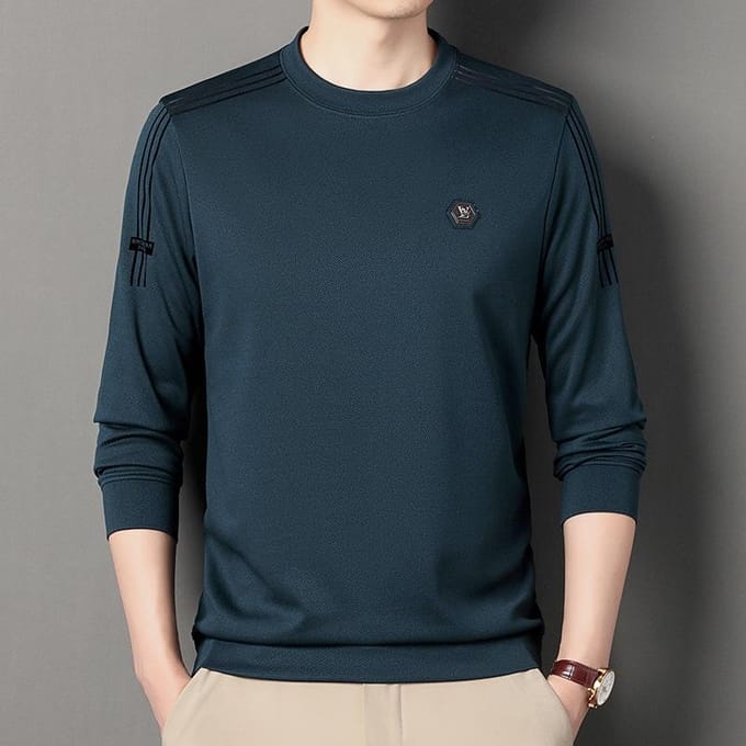 Nouveau T-shirt Pull Mode Automne Col Rond Pull-over Âge Moyen Style Coréen Décontracté et Confortable Homme Base Sweat à Capuche XL black