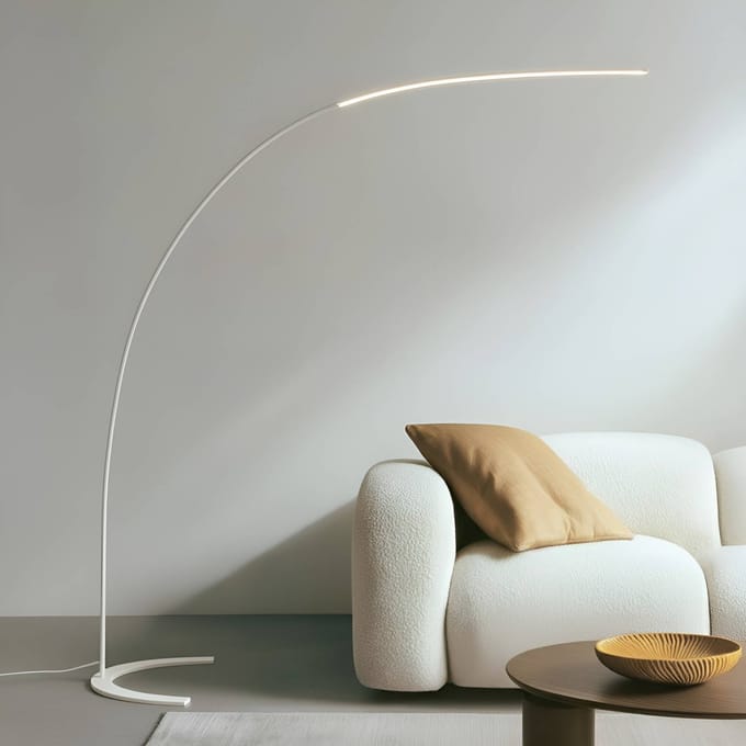 Lindby LED vloerlamp Danua, wit, metaal, hoogte 200cm