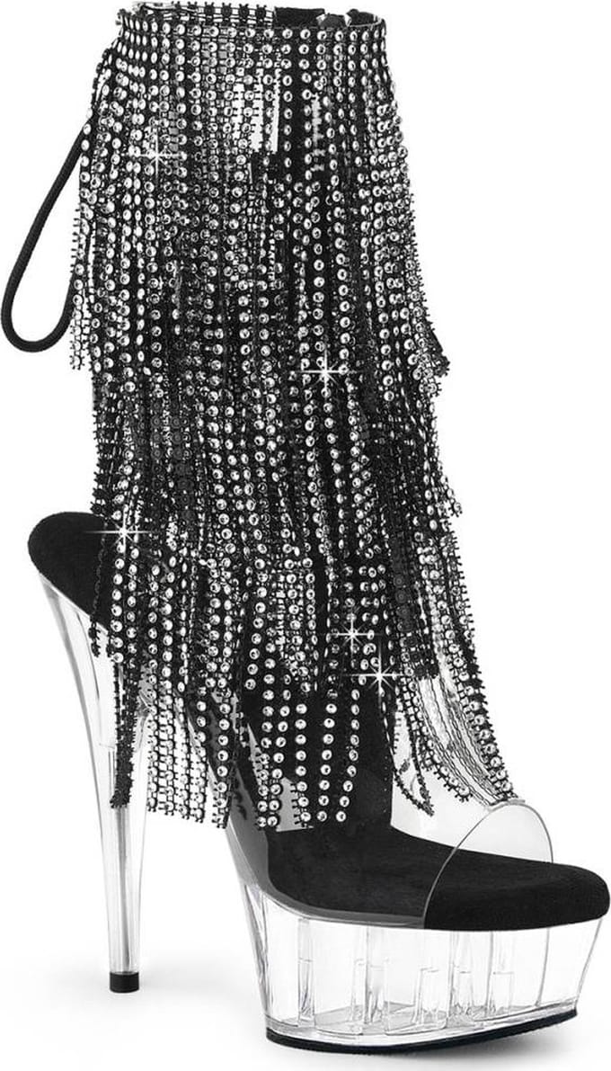 Pleaser - DELIGHT-1017RSF Plateau Laarzen - US 7 - 37 Shoes - Zwart/Transparant