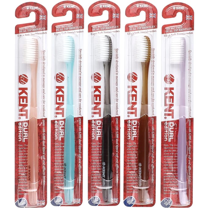 Kent, brosse à dents ultra douce, édition double, 5 brosses à dents gray