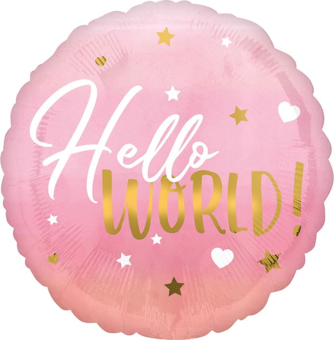 Amscan - Folieballon Hello World Roze 43 cm