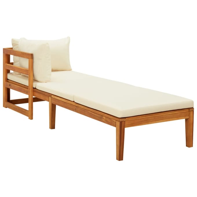 vidaXL - Ligstoelen - 2 - st - met - crèmewitte - kussens - acaciahout
