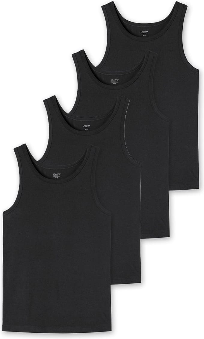 Schiesser hemden Uncover 4-pack zwart