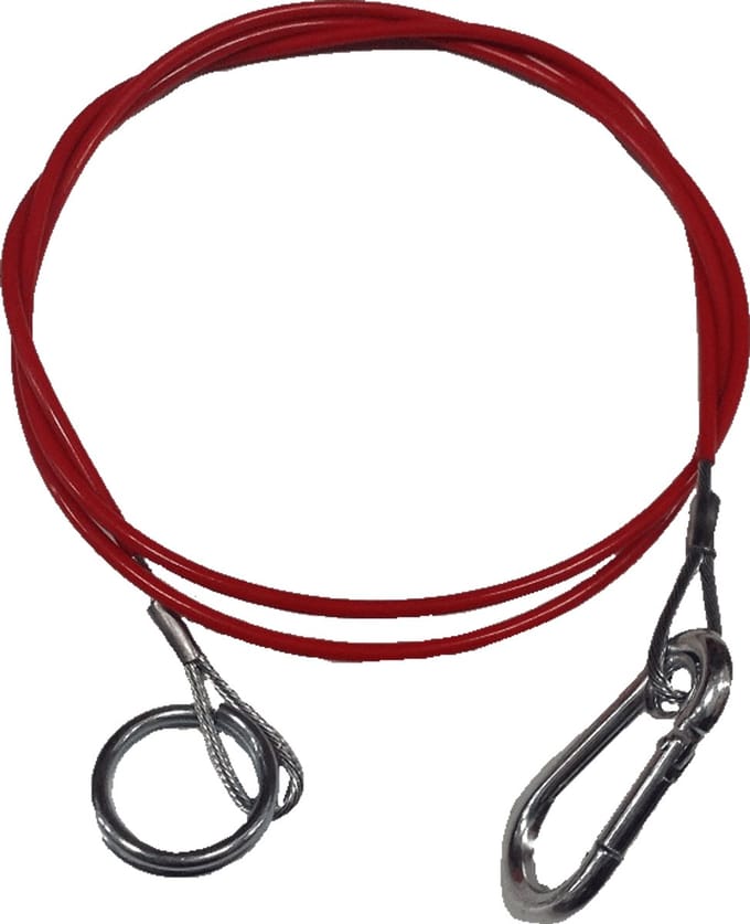 Breekkabel 1450mm karabijn haak en ring 30 rood