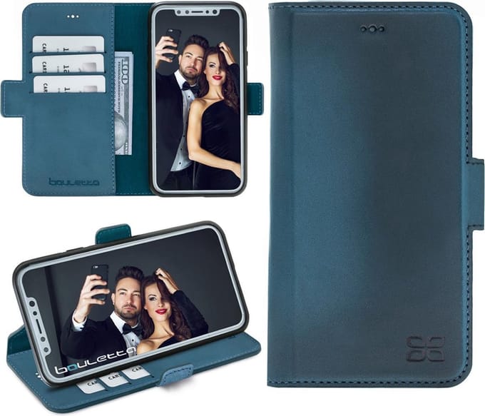 Bouletta iPhone Xs Max compatibel leren BookCase hoesje - Dark Blue
