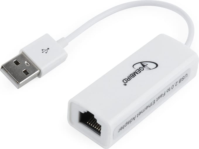 USB-A naar RJ45 Fast Ethernet LAN adapter - USB2.0 - CAT5 / wit - 0,10 meter