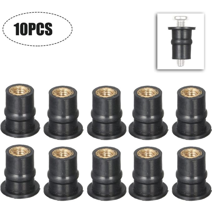 M5 Rubberen Plugmoeren 5MM Metrisch Motorfiets Voorruit Schachtmoer 10PCS black