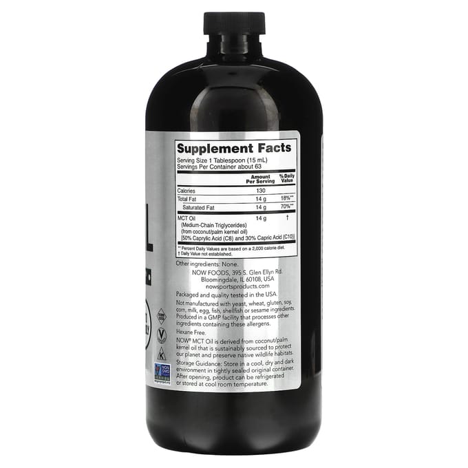 Now Foods MCT Oil (946ml) Unflavoured - Functionele voeding - Oliën