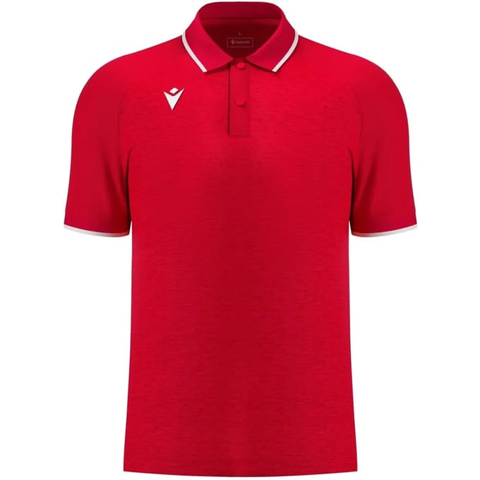 Macron Glory Aulos Polo Heren - Rood / Wit | Maat: 3XL