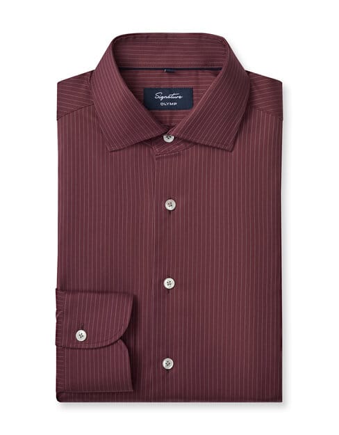 OLYMP Signature Overhemd, Tailored Fit, Signature Kent, Bordeauxrood