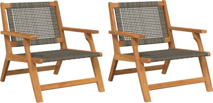 vidaXL - Tuinmeubelen - 2 - pcs - Grijs - 67 - x - 78 - x - 73 - cm - Massief - Acacia - Hout