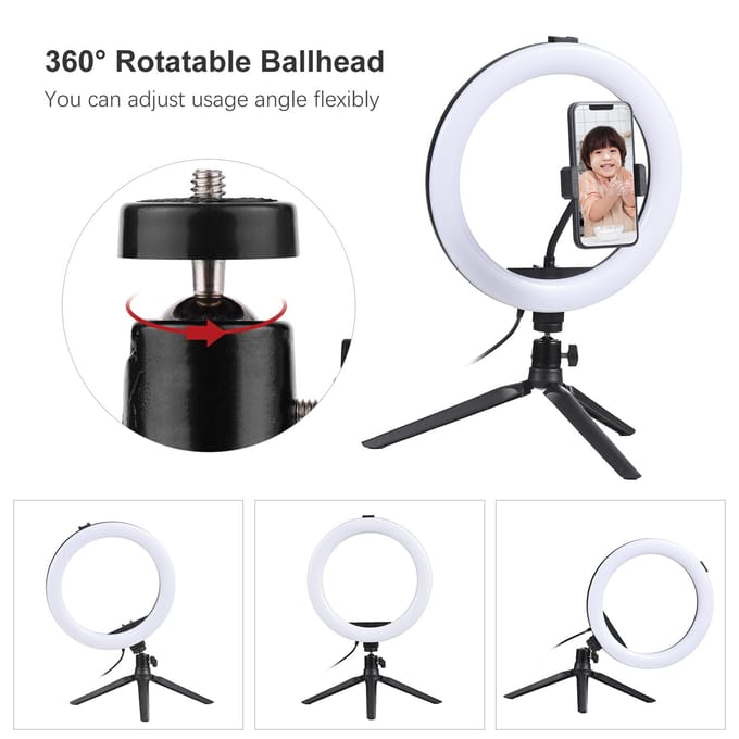 10 inch LED-ringlicht videoconferentieverlichting 3 verlichtingsmodi 11 niveaus instelbare helderheid zwart
