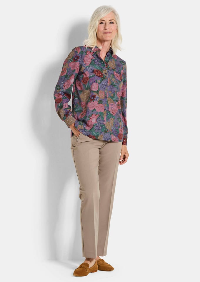 Gedessineerde blouse - sering / gedess. - Gr. 24 van Goldner Fashion