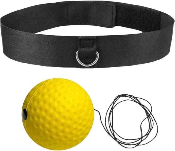 Boks Reactiebal - Trainingsbal Hoofdband - Verbeter Coördinatie - Langdurig Gebruik - 8 cm - Geel