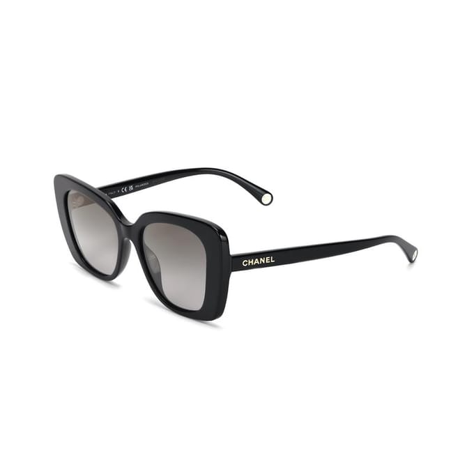 CHANEL Logo Onregelmatige Zonnebril Dames Zwart zwart