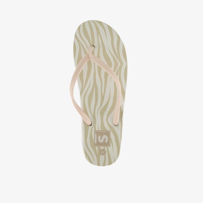 Dames teenslippers met print beige - Maat 38