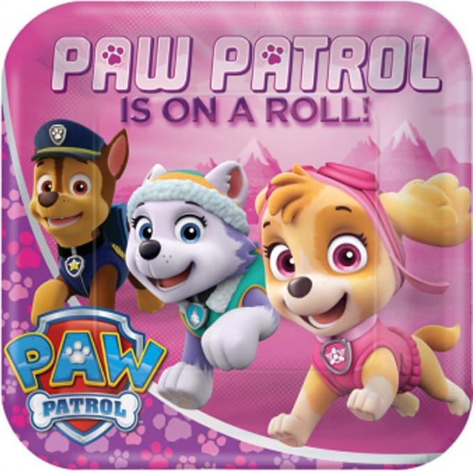 Amscan - PAW Patrol Borden Roze - 23 cm - 8 stuks