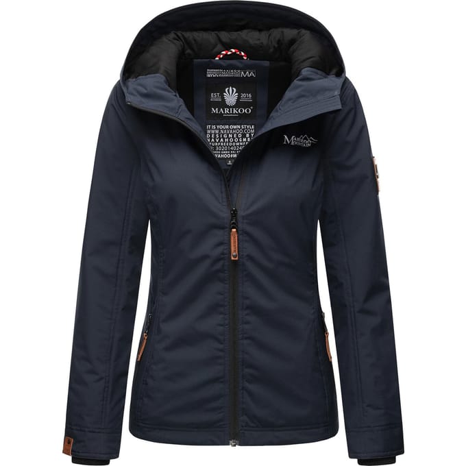 Marikoo dames overgangsjas lichtgewicht water- en windafstotend met capuchon navy