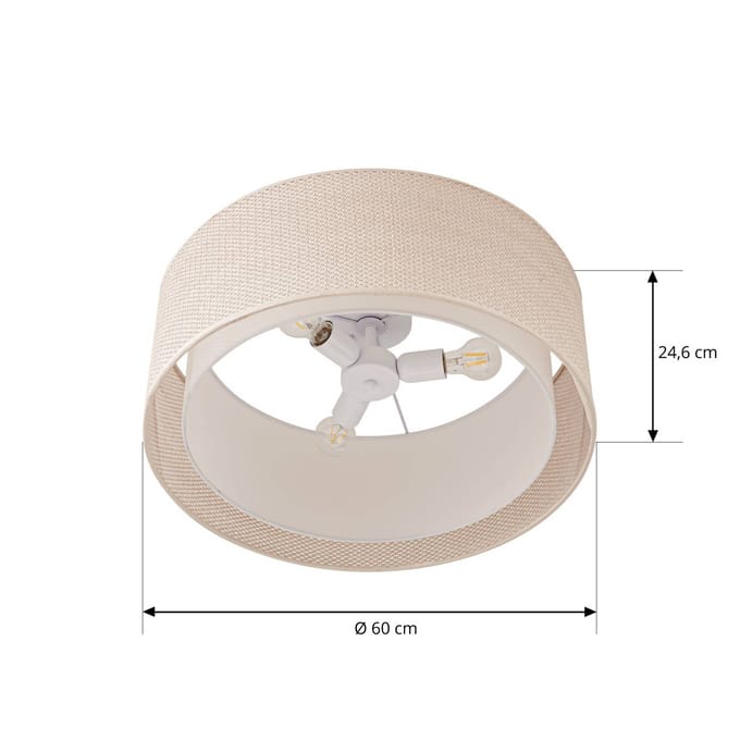 Lindby - plafondlamp - 3lichts - PVC, textiel, kunststof - H: 24.5 cm - E27 - beige