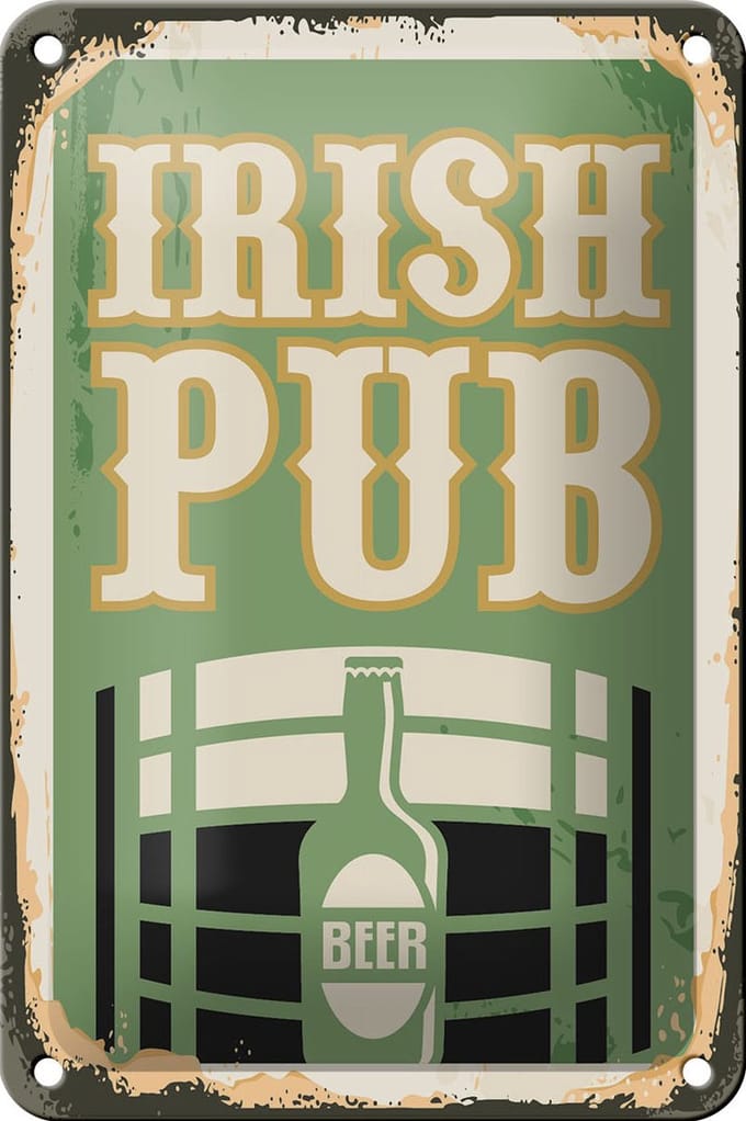 Blechschild Retro 12x18cm Irish pub Beer Bier Alkohol