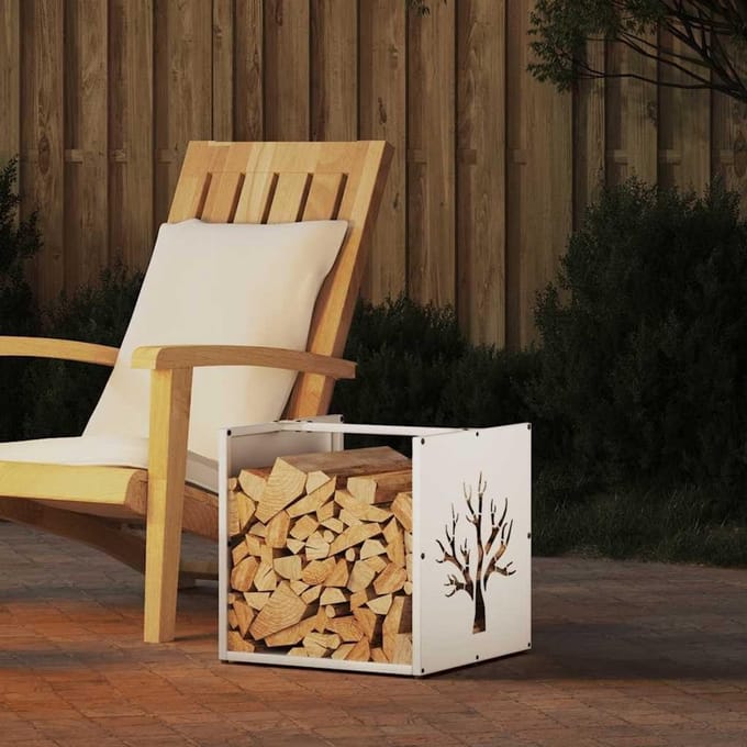 Houtrek - Opslagrek - Hout Opslaan - Robuuste Constructie - 40 x 40 cm - Wit