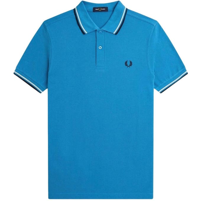 Fred Perry Herenpoloshirt met dubbele kraag (Wit/zwart/blauw)