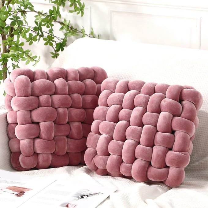 2 stuks geknoopt pluche sierkussen voor woondecoratie - 30 x 35 cm
