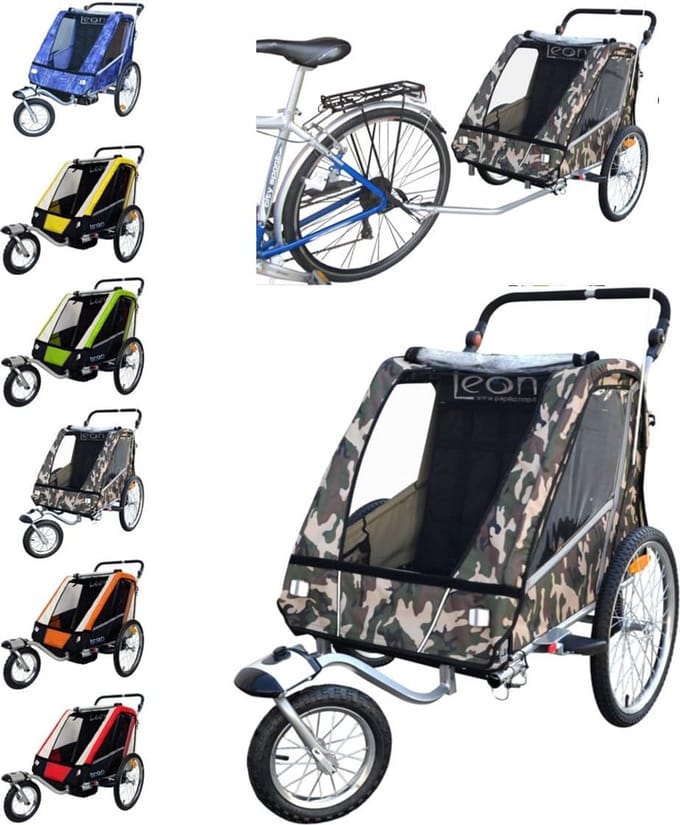 Fietskar voor kinderen - Kinderfietskar - Kinderbuggy - Fiets aanhanger - Transportkar