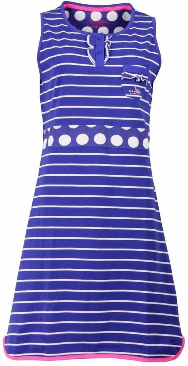 Irresistible Dames Nachthemd - Katoen - Gestreept - Blauw - Maat L
