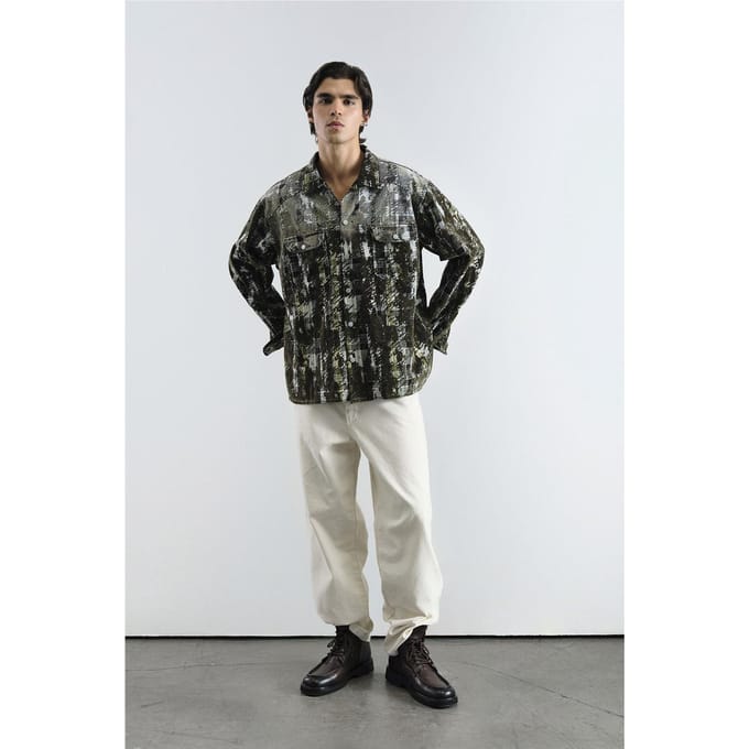 Gestructureerd Geruit Oversized Shirt met Zak