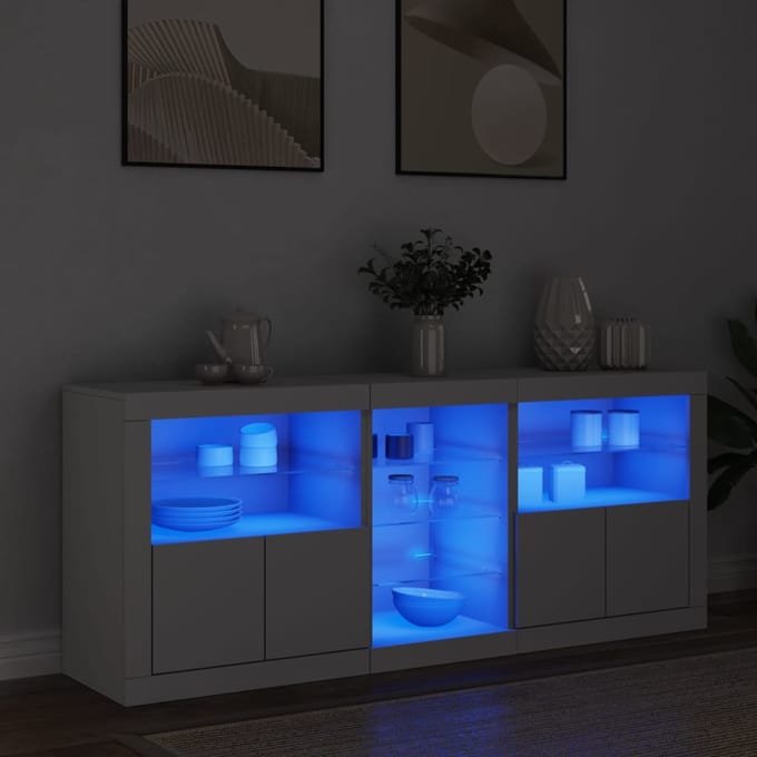 vidaXL - Dressoir - met - LED-verlichting - 162x37x67 - cm - wit