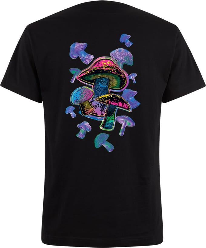 Zwart Neon Tshirt Colour Mushrooms M