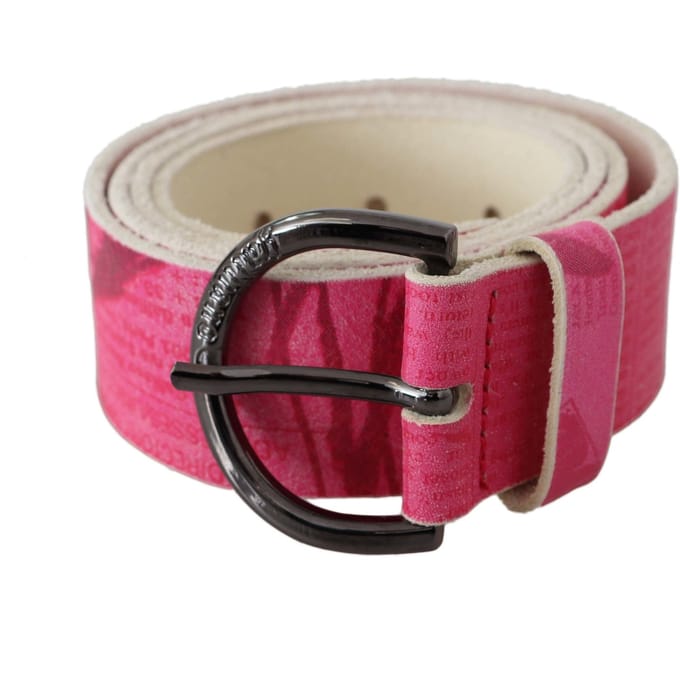 John Galliano Roze Leren Letterlogo Ringgesp Riem
