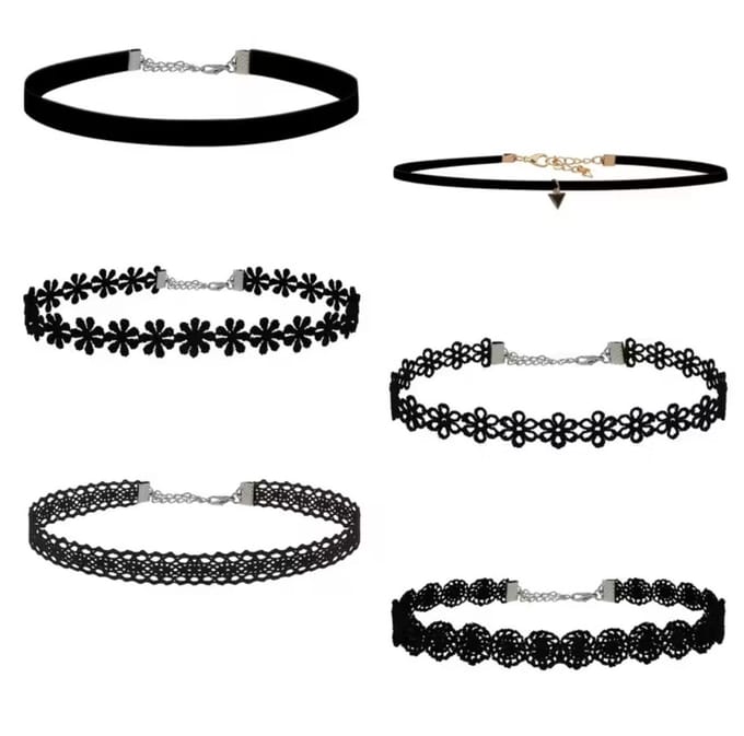 6 stuks chokers kant - verschillende chokers