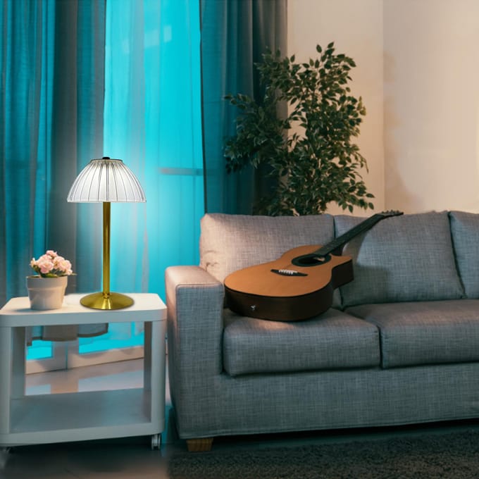 Draadloze tafellamp USB oplaadbare LED-bureaulamp met aanraakbediening dimbaar 3 lichtkleuren brons