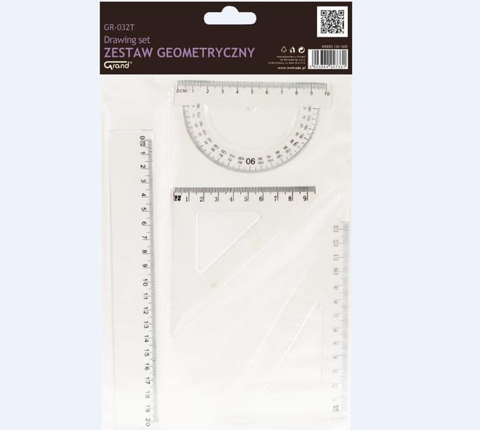 Grand Geometrie Set Transparant met Liniaal 20cm