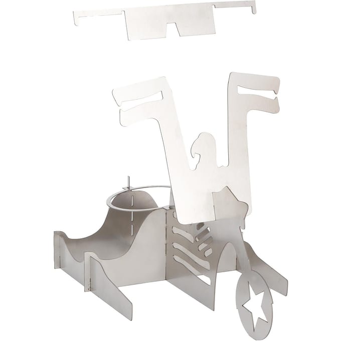 Draagbaar Kippengrillrek Roestvrij Staal Motorfietsvorm BBQ Braadrooster Stand Levering white