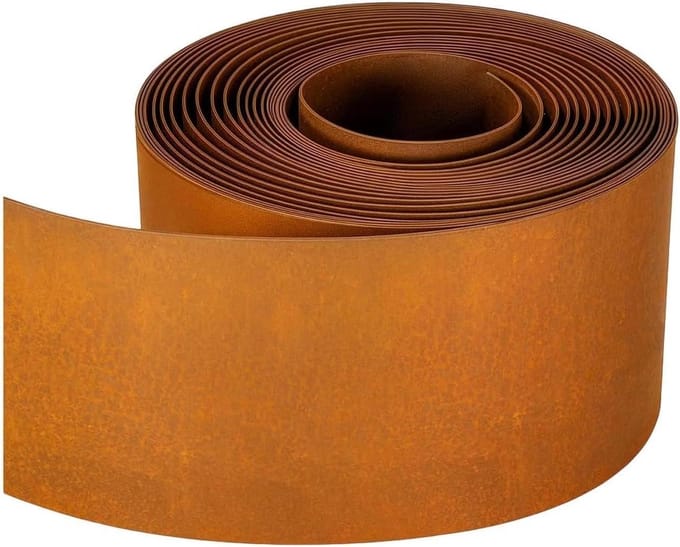 Tuinrand Afscheiding - Metaal Graskant - Borders Maken - Weerbestendig Staal - 15.5cm x 5m - Roestbruin
