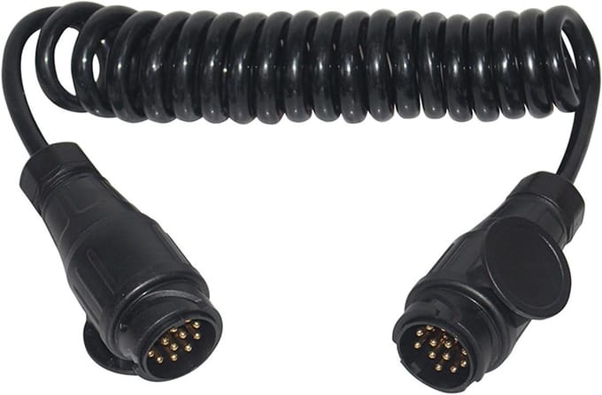 3m Coiled Kabel Adapter voor 13-Pins Stekker - 13 Kernen Aansluitkabel voor Boot, Tractor en Caravan