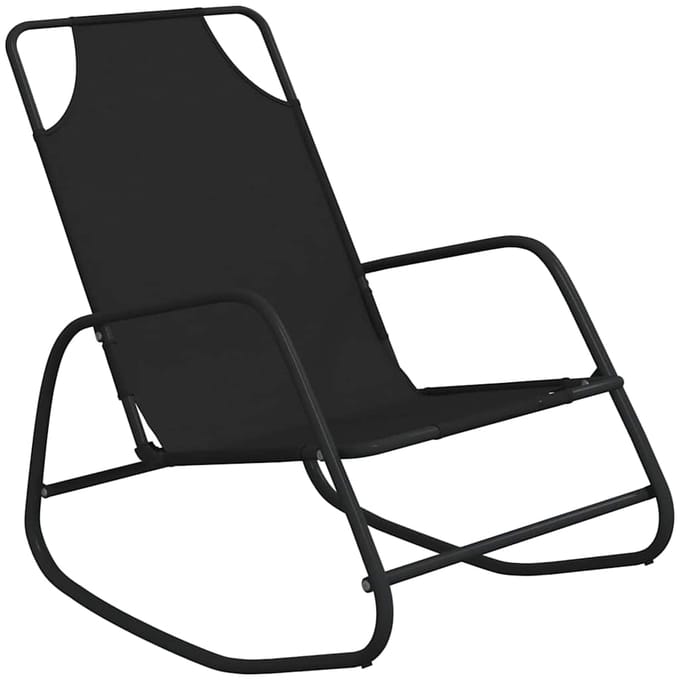 vidaXL - Ligstoelen - 2 - st - schommelend - staal - en - textileen - zwart