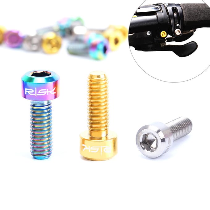 RISK 2PCS Titanium Bouten voor Fiets Duimversteller Vaste Schroeven Hexagon Ti Bevestiging MTB Fietsonderdelen veelkleurig
