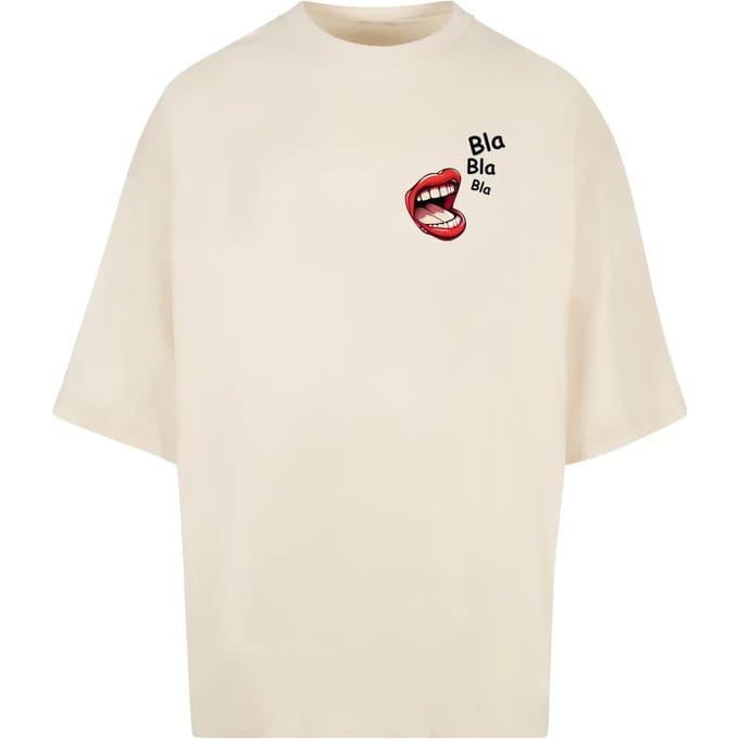 Merchcode - Bla Bla Bla Comic Huge Heren Tshirt - M - Creme