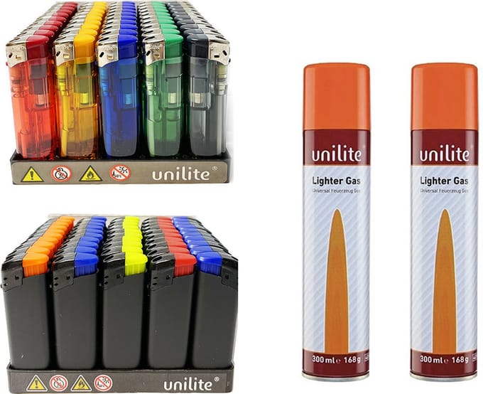 100 stuks klik aanstekers- navulbaar - 2 gasflessen